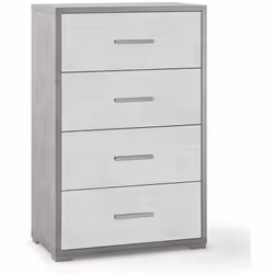 Mobile cassettiera in legno struttura colore grigio beton e frontale ossido bianco. Como con 4 cassetti misura 71x41x110 cm.  ...