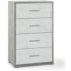 Cassettiera Grigio Ossido Bianco 4 Cassetti in Legno Moderna per Camera da Letto