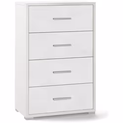 Mobile cassettiera in legno di colore ossido bianco. Como con 4 cassetti misura 71x41x110 cm. Ideale da mettere in ufficio co ...