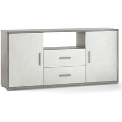 Mobile Madia 2 Ante 2 Cassetti Grigio Ossido Contenitore Buffet Credenza PortaTv