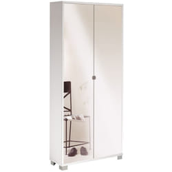 Armadio a 2 Ante Slim Mobile con Specchio 190 Bianco Ripiani Ingresso Scarpiera