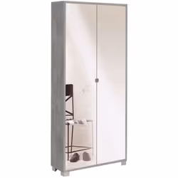 Armadio alto 190 cm a 2 ante battenti con specchio, dotato di 8 ripiani interni regolabili in altezza. Struttura colore grigi ...