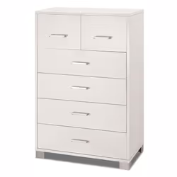 Settimino mobile cassettiera in legno truciolare nobilitato di colore bianco fiammato venato. Como con 4 + 2 cassetti misura ...