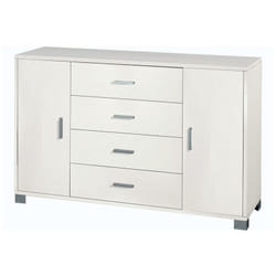 Mobile Madia 2 Ante 4 Cassetti Bianco 140 Contenitore Buffet Credenza Tv Salotto