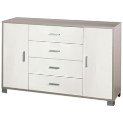 Mobile Credenza 2 Ante 4 Cassetti Bianco Olmo Madia Contenitore Buffet Salotto