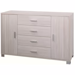 Mobile madia contenitore colore olmo con venature a 2 ante battenti e 4 cassetti, misura 136x41x86 cm Credenza dotata di 2 ri ...