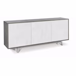 Mobile madia contenitore struttura grigio cemento e frontale ossido bianco a 3 ante battenti. Dimensioni ingombro 177x41x74 c ...