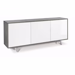 Mobile madia contenitore a 3 ante battenti struttura cemento e frontale bianco lucido. Dimensioni ingombro 177x41x74 cm Crede ...