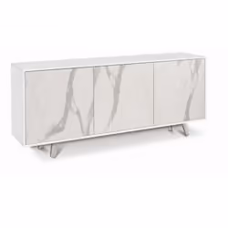 Mobile madia contenitore struttura ossido bianco e frontale marmo calacatta a 3 ante battenti. Dimensioni ingombro 177x41x74 ...