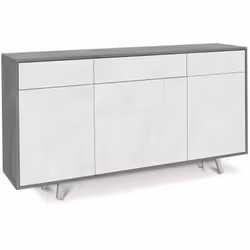 Mobile madia contenitore struttura grigio cemento beton e frontale ossido bianco a 3 ante battenti e 3 cassetti, misura ingom ...