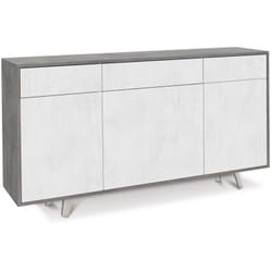 Mobile Madia 3 Ante 3 Cassetti Grigio Ossido Bianco da Soggiorno Credenza