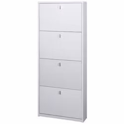 Mobile scarpiera slim colore bianco fiammato con venature dal design moderno con 4 ante a ribalta singola profondità, misure ...