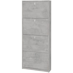 Mobile Scarpiera 4 Ante a Ribalta Grigio Cemento Slim in Kit Legno Salvaspazio