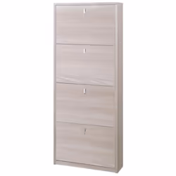 Mobile scarpiera slim colore olmo dal design moderno con 4 ante a ribalta singola profondità, misure 63x18x154 cm capacità 10 ...