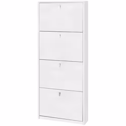 Mobile scarpiera slim colore ossido bianco dal design moderno con 4 ante a ribalta singola profondità, misure 63x18x154 cm ca ...