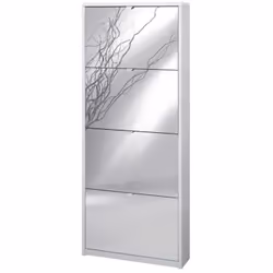 Mobile scarpiera slim colore bianco fiammato con venature dal design moderno con 4 ante a ribalta singola profondità con spec ...