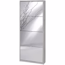 Mobile scarpiera slim colore grigio cemento beton dal design moderno con 4 ante a ribalta singola profondità con specchio, mi ...