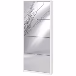 Mobile scarpiera slim colore ossido bianco dal design moderno con 4 ante a ribalta singola profondità con specchio, misure 63 ...
