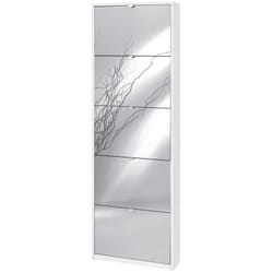 Scarpiera Slim Ossido Bianco 5 Ante con Specchio Ribalta Portascarpe Salvaspazio