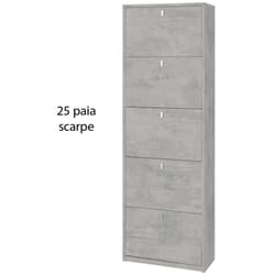 Scarpiera 25 paia 5 Ante a Ribalta Doppia Grigio Beton Porta Scarpe Salvaspazio