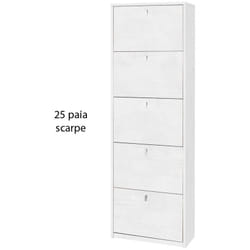 Scarpiera 25 paia 5 Ante a Ribalta Doppia Ossido Bianco Portascarpe Salvaspazio
