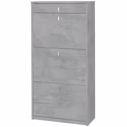Mobile scarpiera slim colore grigio cemento beton 3 ante a ribalta doppia profondità con cassetto superiore, misure 63x29x127 ...