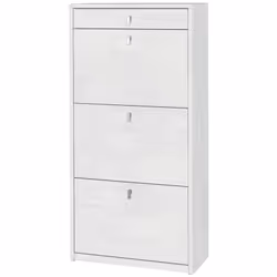 Mobile scarpiera slim colore ossido bianco 3 ante a ribalta doppia profondità con cassetto superiore, misure 63x29x127 cm cap ...