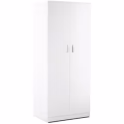 Armadio multiuso alto a 2 ante battenti stile moderno colore bianco liscio. Misura 77x52x182.3 cm. Mobile utilizzabile anche ...