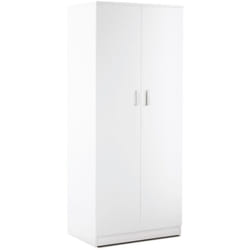 Armadio Bianco 180 2 Ante Appendiabiti Mobile con Ripiano Ufficio Camera Letto