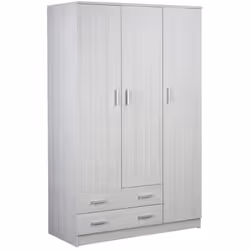 Armadio guardaroba multiuso alto a 3 ante battenti con asta appendiabiti e 2 cassetti, colore eucalipto. Misura 115x52x182 cm ...