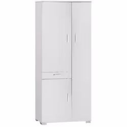 Armadio alto multiuso scarpiera tutto piani con cassetto colore bianco fiammato misura 77x34x178 cm a 3 ante battenti e 6 rip ...