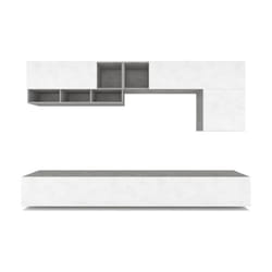 Sarmog - Mobile tv da Soggiorno, Parete Attrezzata 282x200 cm, Bianco/Cemento,già montato
