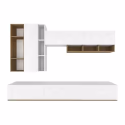 Questa elegante parete attrezzata per soggiorno misura 267x194h cm ed è caratterizzata da una raffinata combinazione di finit ...