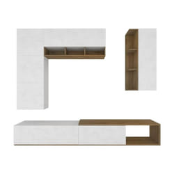 Sarmog - Mobile Soggiorno TV,Parete Attrezzata 282x230 cm,Bianco/Noce Stelvio,già montato
