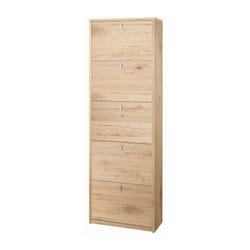 Scarpiera slim cinque ante doppia ribalta Rovere Naturale 63x29x h190 cm