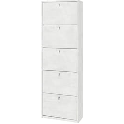 Scarpiera bianca con 5 ante, 63x29x190 cm