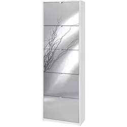 Scarpiera bianca con 5 ante a specchio, 63x29x190 cm.Scarpiera salvaspazio, con cinque pratiche ante a ribalta, per tenere le ...