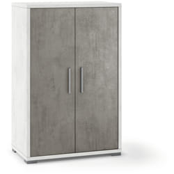 mobile 2 ante bianco ossido e cemento, 71x41x110 cm