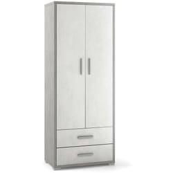 Armadio 2 ante 2 cassetti h182 l71 p41 cm struttura cemento frontale bianco Sarmog db359k Sarmog