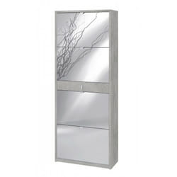 Scarpiera quattro ante a specchio un cassetto Beton Cemento 63x29x h164 cm