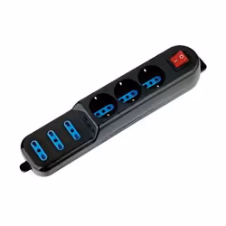 Atlantis Land P011-SL203066, 6 presa(e) AC, 10 A, 2500 W, 16 A, Nero, 1,5 m