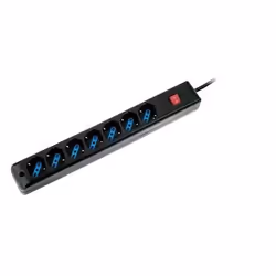 Atlantis Land P011-SL3007-B, 7 presa(e) AC, 16 A, 2500 W, Nero, 1,5 m