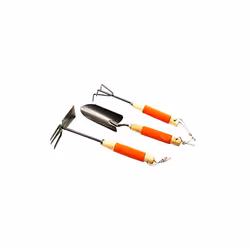 Realizzati in metallo martellato. Manico ergonomico antiscivolo in legno rivestito. Composizione: 1 trapiantatore, 1 mini for ...