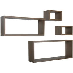Mensola da parete scaffale cubo set 4 pezzi rovere tabacco salotto camera soggiorno moderno Merlino