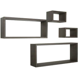 Mensola da parete scaffale cubo set 4 pezzi rovere scuro salotto camera soggiorno moderno Merlino