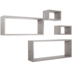 Mensola da parete scaffale cubo set 4 pezzi rovere grigio nuovo salotto camera soggiorno moderno Merlino