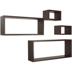 Mensola da parete scaffale cubo set 4 pezzi marrone salotto camera soggiorno moderno Merlino