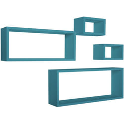 Mensola da parete scaffale cubo set 4 pezzi blu salotto camera soggiorno moderno Merlino
