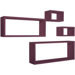 Mensola da parete scaffale cubo set 4 pezzi viola salotto camera soggiorno moderno Merlino