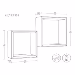 Mensole a cubo da parete Set di 2 pz componibile colore Rovere grigio nuovo mod. Ginevra